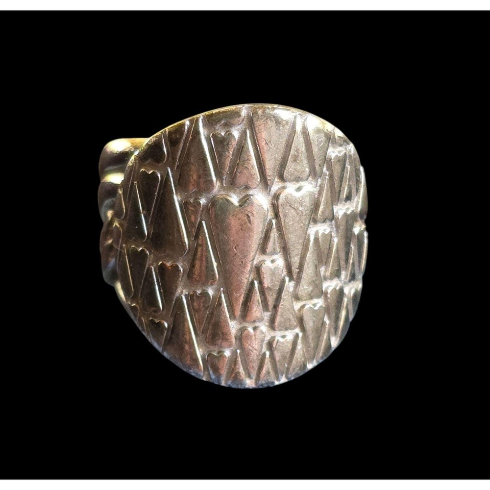 Franco Pianegonda Sterling Silver Chunky Chain Hearts Ring Rare Size 6